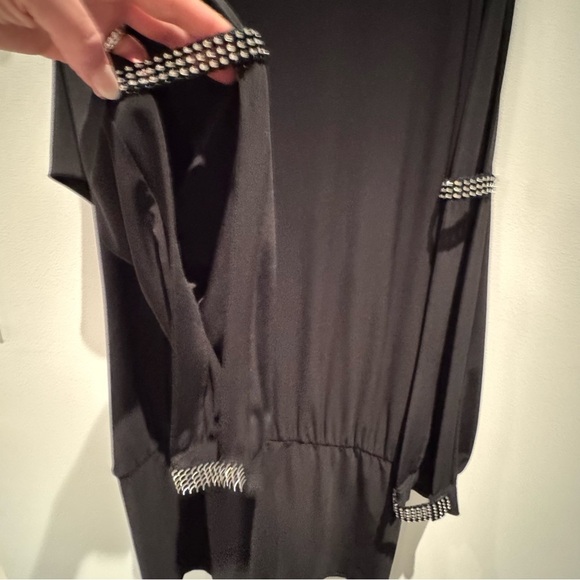 Joseph Ribkoff Black Dress with Studded Detail Long Sleeve Cut Outs USA 6 - Picture 6 of 11